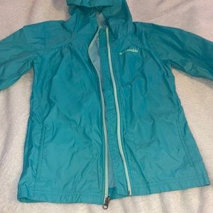 Blue kids Columbia rain jacket. Size medium.